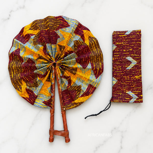 Abanico africano - Abanico estampado Ankara - Katakyie - Amarillo kente