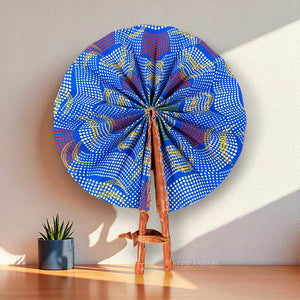Abanico africano - Abanico estampado Ankara - Ekow - Azul