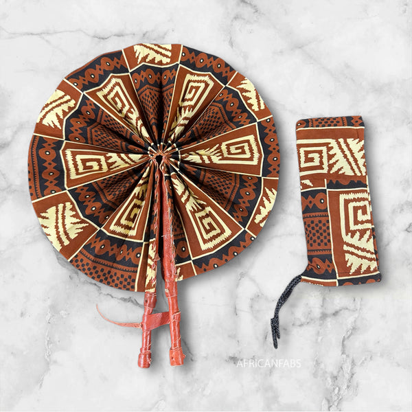 Abanico africano - Abanico estampado Ankara - Yoofi - Marrón