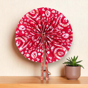 Abanico africano - Abanico estampado Ankara -Serwaah - Rojo