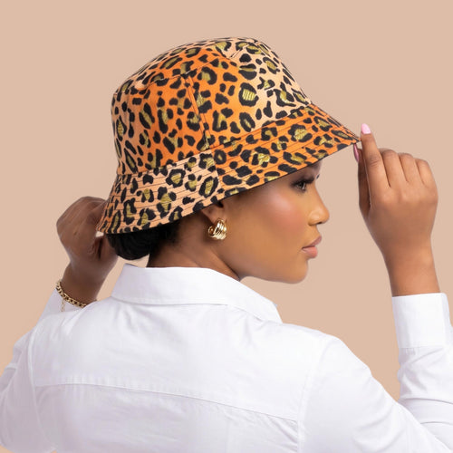Gorro pescador / Gorro pescador estampado africano - Naranja Melocotón Leopard Spots - Tallas Niños y Adultos (Unisex)