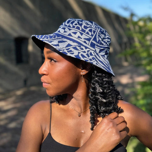 Gorro pescador / Gorro pescador estampado africano - Azul Ndop Cameroon - Tallas Niños y Adultos (Unisex)