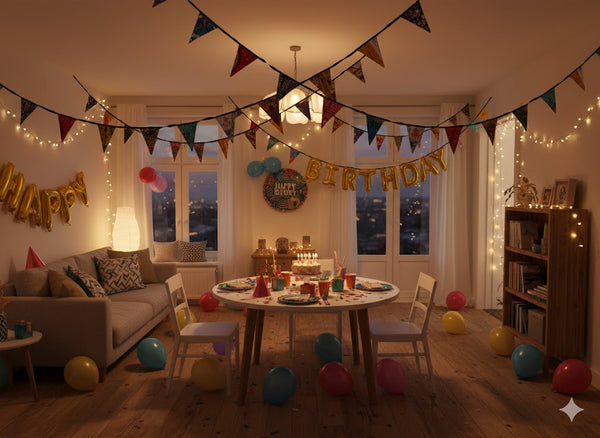 Banderines / guirnaldas de tela con estampado africano - Cinta negra - 10 metros