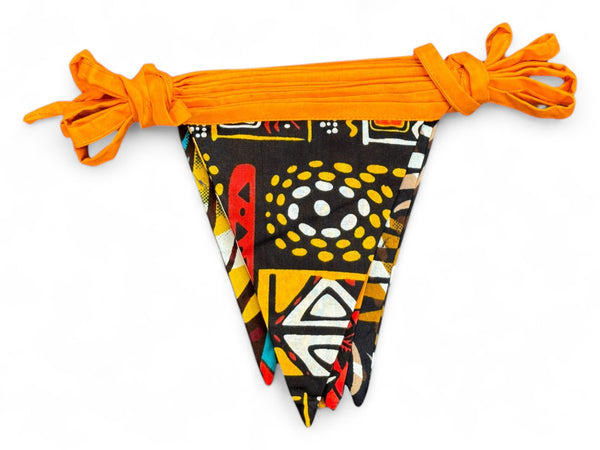 Banderines / guirnaldas de tela con estampado africano - Cinta naranja - 5 metros