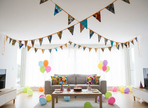 Banderines / guirnaldas de tela con estampado africano - Cinta naranja - 5 metros