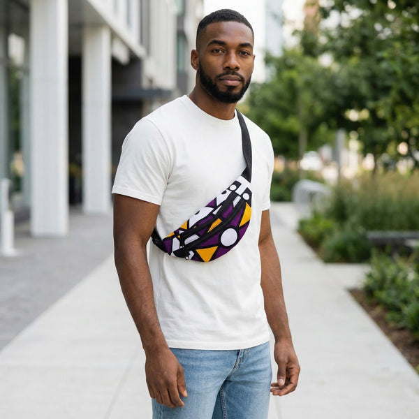 Riñonera con estampado africano - Samakaka púrpura - Riñonera Ankara / Riñonera / Bolsa de festival con correa ajustable