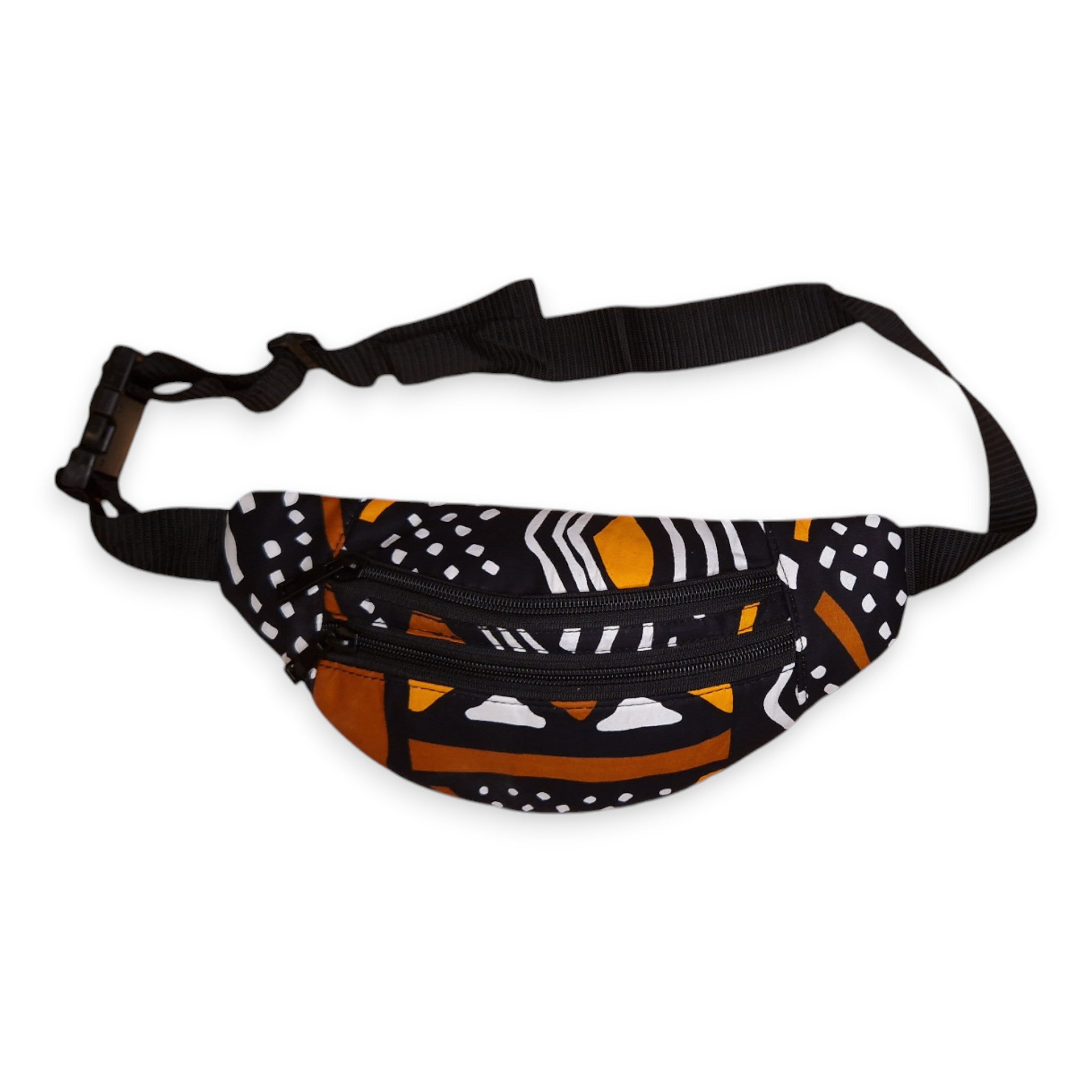 Riñonera con estampado africano - Marrón Negro Bogolan - Riñonera Ankara / Riñonera / Bolsa de festival