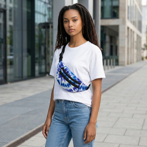 Riñonera con estampado africano - Azul Tie Dye - Riñonera Ankara / Riñonera / Bolsa de festival