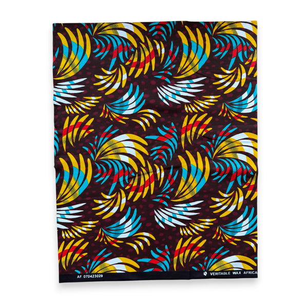Fat Quarter African Wax Print Fabric - Brown Multicolor FTQ 8728 - Quilting & Patchwork (45 x 57 cm / 18 x 22 inch)