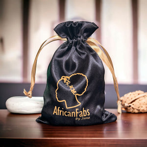 AfricanFabs Bolsa de satén para joyas - Negra