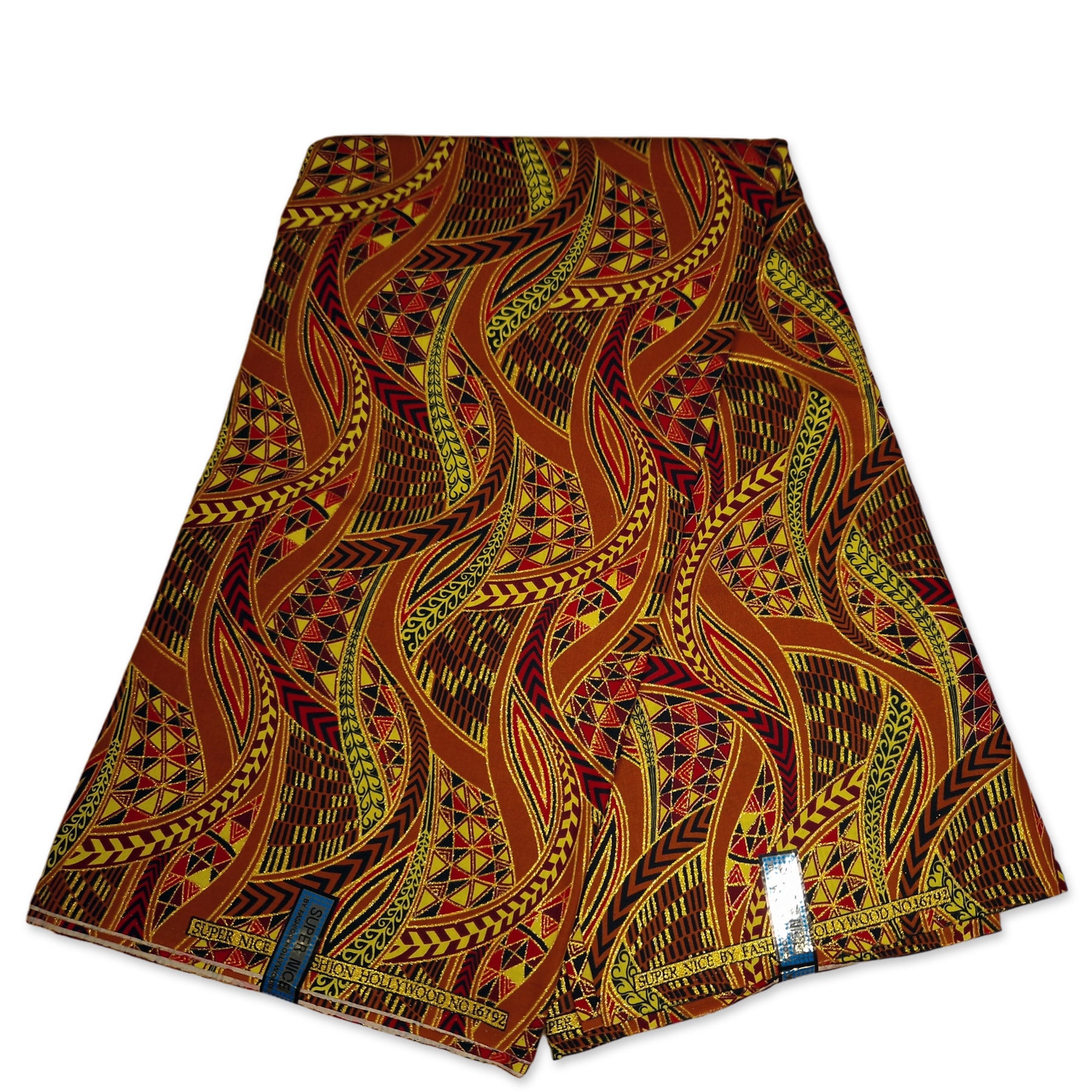 Tela estampada africana - Efectos exclusivos de purpurina embellecida 100% algodón - GL-4002 Marrón Dorado