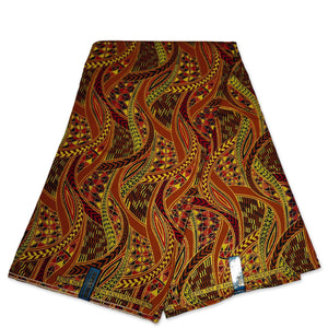 Tela estampada africana - Efectos exclusivos de purpurina embellecida 100% algodón - GL-4002 Marrón Dorado