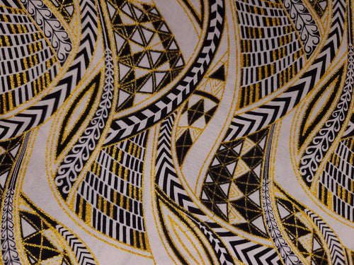 Tela estampada africana - Efectos exclusivos de purpurina embellecida 100% algodón - GL-4005 Blanco Dorado
