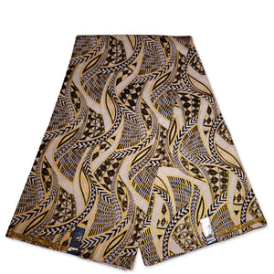 Tela estampada africana - Efectos exclusivos de purpurina embellecida 100% algodón - GL-4005 Blanco Dorado