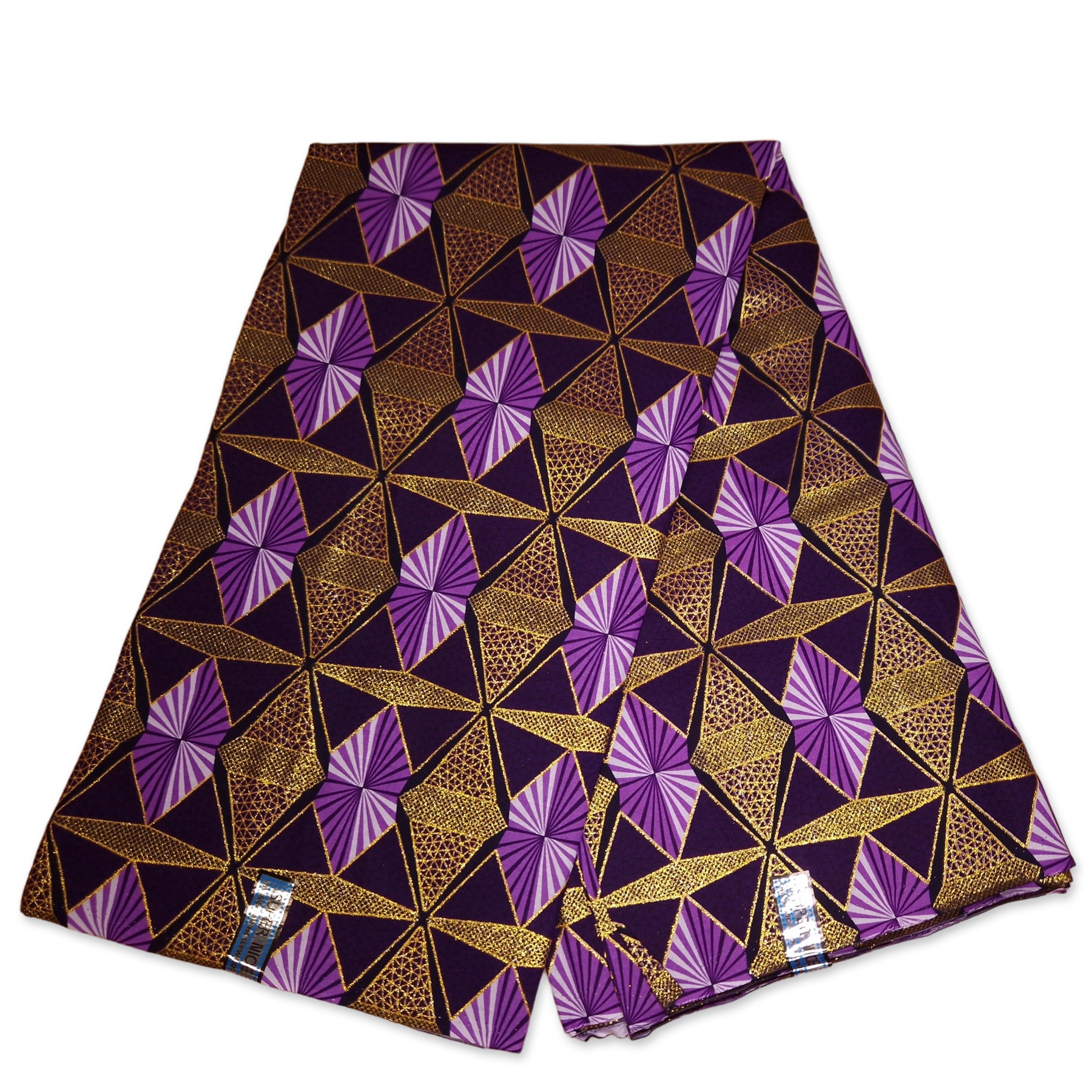 Tela estampada africana - Efectos exclusivos de purpurina embellecida 100% algodón - GL-4008 Morado Dorado