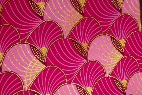 Tela estampada africana - Efectos exclusivos de purpurina embellecida 100% algodón - GL-4010 Rosa Dorado