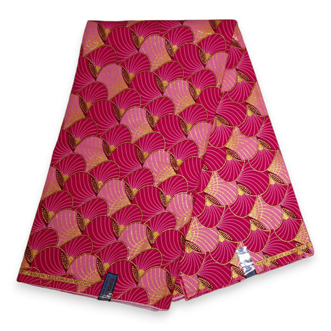 Tela estampada africana - Efectos exclusivos de purpurina embellecida 100% algodón - GL-4010 Rosa Dorado