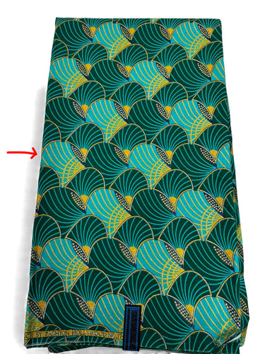 Tela estampada africana - Efectos exclusivos de purpurina embellecida 100% algodón - GL-4014 Verde Dorado (Importante: por favor leer)
