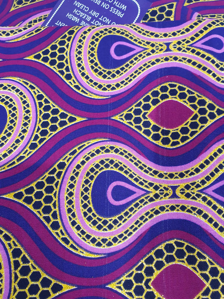 Tela estampada africana - Efectos exclusivos de purpurina embellecida 100% algodón - GL-4018 Rosa Dorado (Importante: por favor leer)