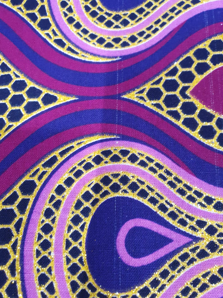Tela estampada africana - Efectos exclusivos de purpurina embellecida 100% algodón - GL-4018 Rosa Dorado (Importante: por favor leer)