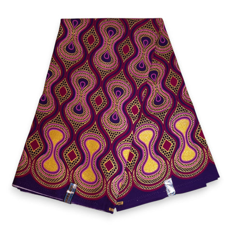 Tela estampada africana - Efectos exclusivos de purpurina embellecida 100% algodón - GL-4018 Rosa Dorado