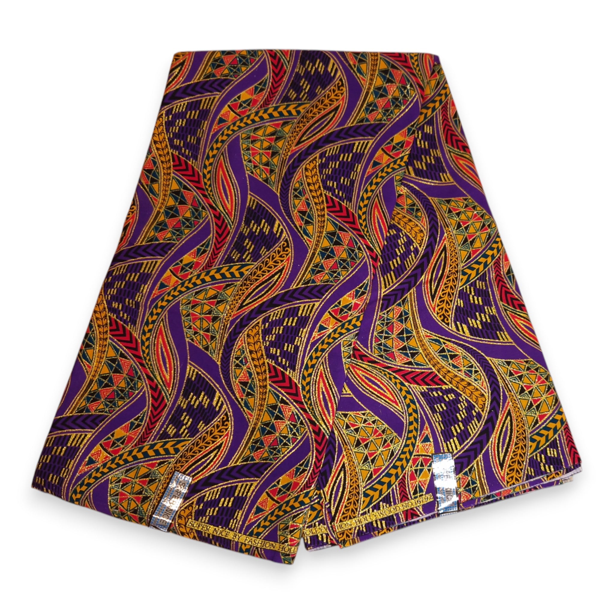Tela estampada africana - Efectos exclusivos de purpurina embellecida 100% algodón - GL-4019 Morado Dorado