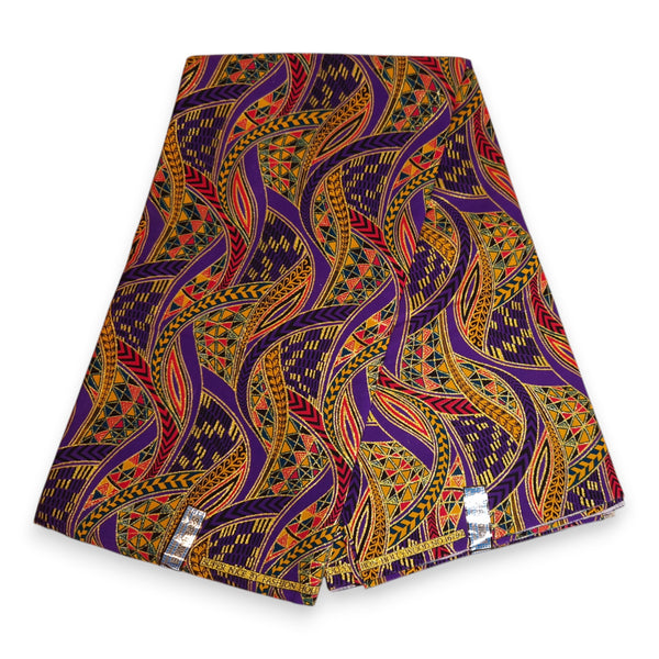 Tela estampada africana - Efectos exclusivos de purpurina embellecida 100% algodón - GL-4019 Morado Dorado