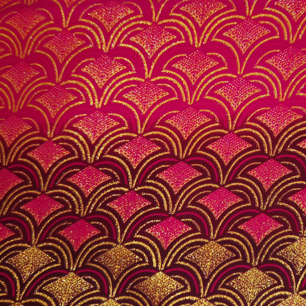 Tela estampada africana - Efectos exclusivos de purpurina embellecida 100% algodón - GL-4021 Rosa Dorado