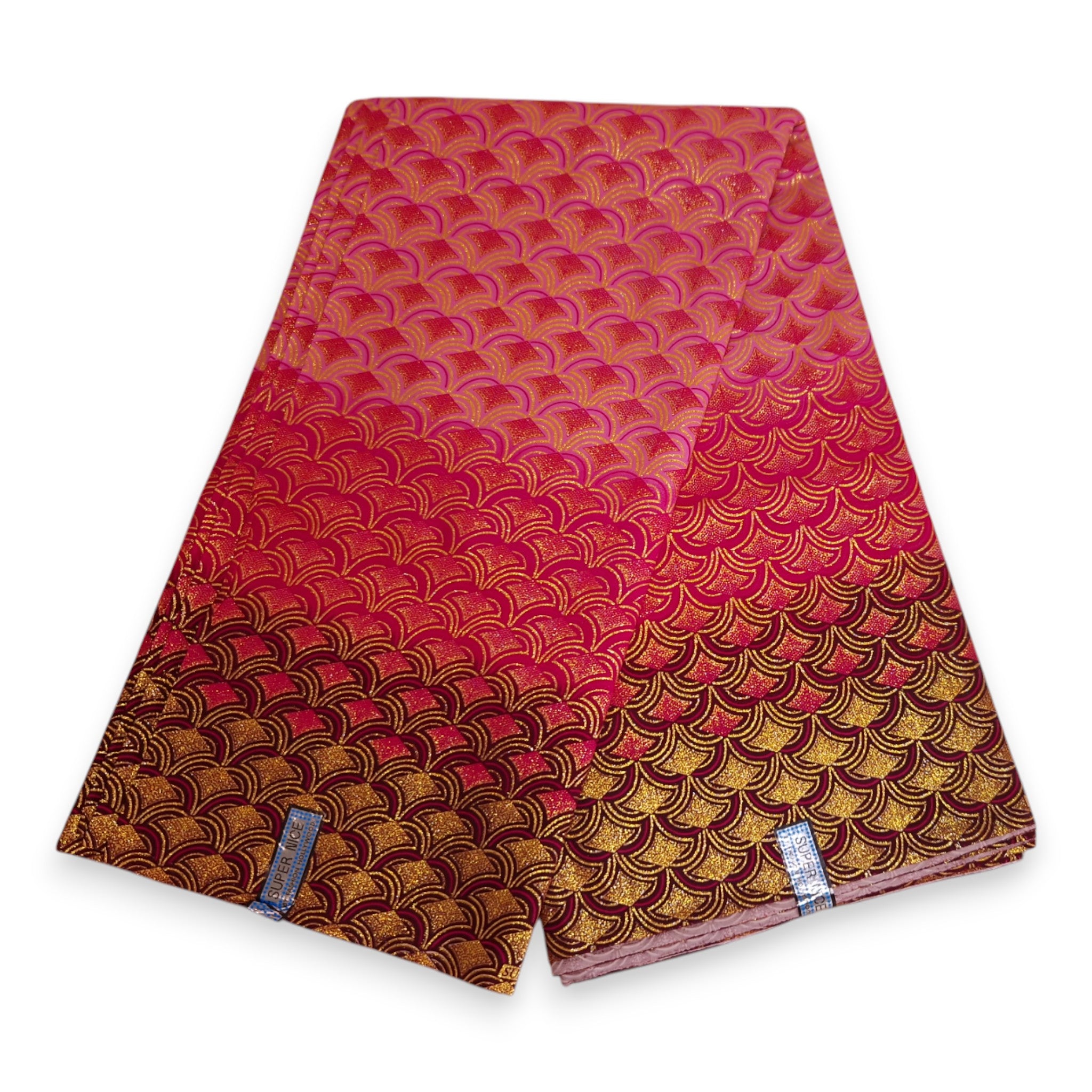 Tela estampada africana - Efectos exclusivos de purpurina embellecida 100% algodón - GL-4021 Rosa Dorado