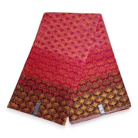 Tela estampada africana - Efectos exclusivos de purpurina embellecida 100% algodón - GL-4021 Rosa Dorado