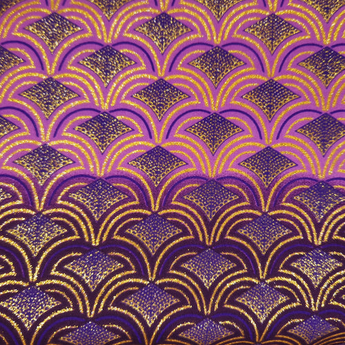 Tela estampada africana - Efectos exclusivos de purpurina embellecida 100% algodón - GL-4023 Morado Dorado