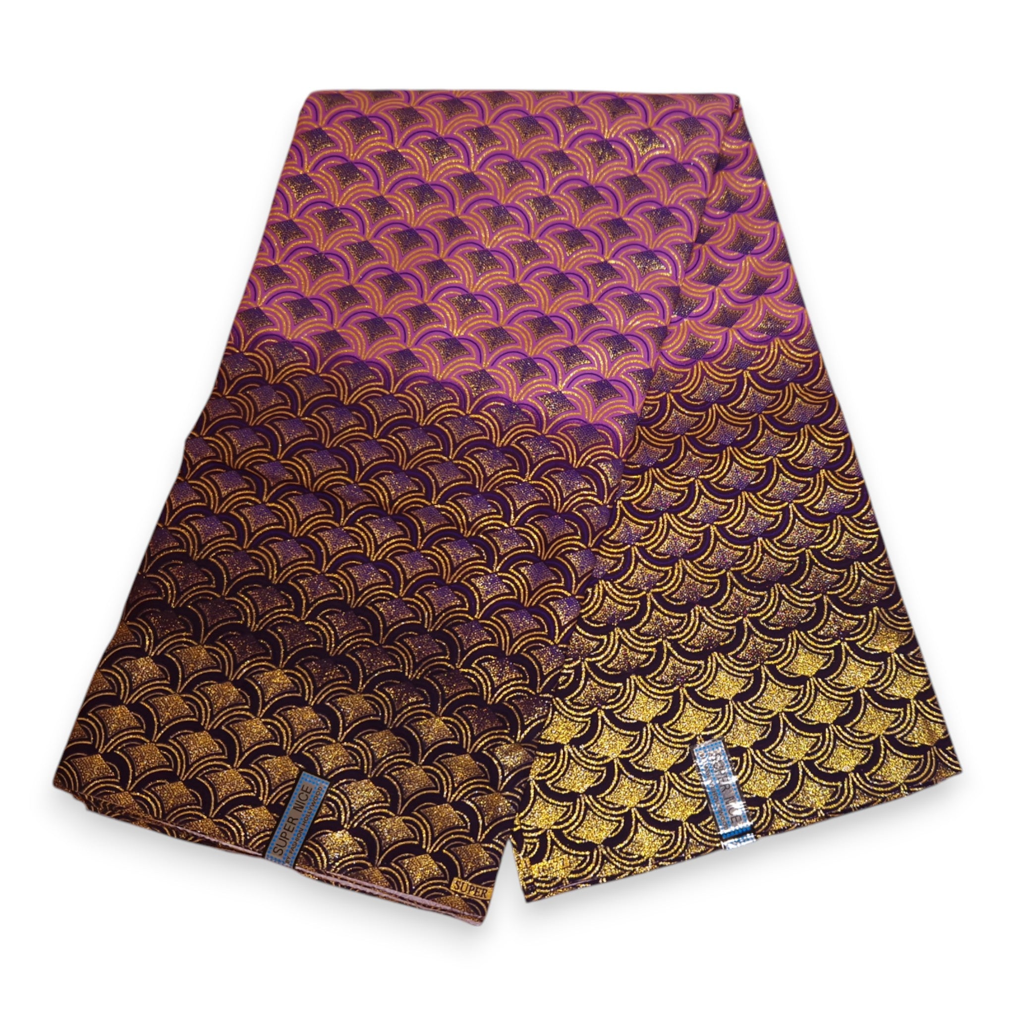 Tela estampada africana - Efectos exclusivos de purpurina embellecida 100% algodón - GL-4023 Morado Dorado