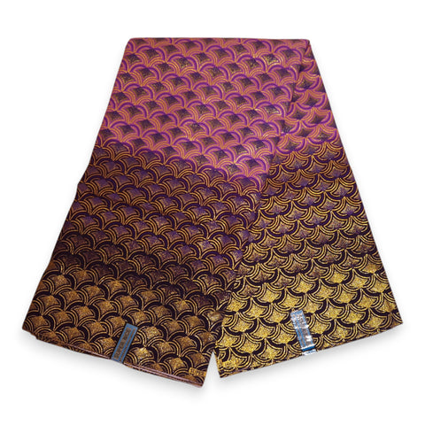 Tela estampada africana - Efectos exclusivos de purpurina embellecida 100% algodón - GL-4023 Morado Dorado
