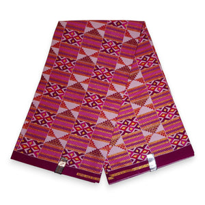 Tela estampada africana - Efectos exclusivos de purpurina embellecida 100% algodón - GL-4028 Rosa Dorado Kente