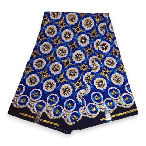 Tela estampada africana - Efectos exclusivos de purpurina embellecida 100% algodón - GL-4031 Azul Dorado