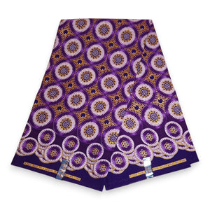 Tela estampada africana - Efectos exclusivos de purpurina embellecida 100% algodón - GL-4033 Morado Dorado