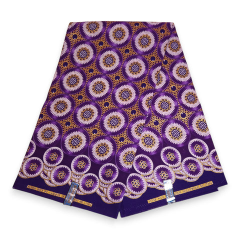 Tela estampada africana - Efectos exclusivos de purpurina embellecida 100% algodón - GL-4033 Morado Dorado