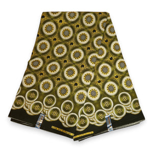 Tela estampada africana - Efectos exclusivos de purpurina embellecida 100% algodón - GL-4034 Verde oliva Dorado