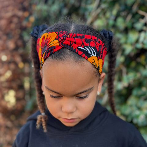 Diadema Estampado Africano - Niños - Accesorios Pelo - Flor roja