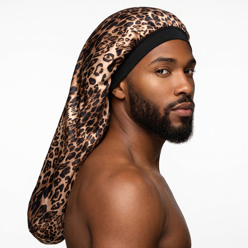 Gorro de satén para Rastas / Trenzas / Rasta - Rastas con estampado de leopardo / Gorro de noche de satén / Gorro de pelo