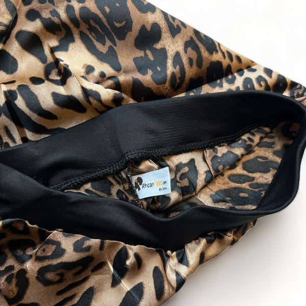 Gorro de satén para Rastas / Trenzas / Rasta - Rastas con estampado de leopardo / Gorro de noche de satén / Gorro de pelo