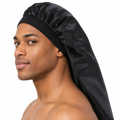 Gorro de satén para Rastas / Trenzas / Rasta - Black Dreadsock / Gorro de noche de satén / Gorro de pelo