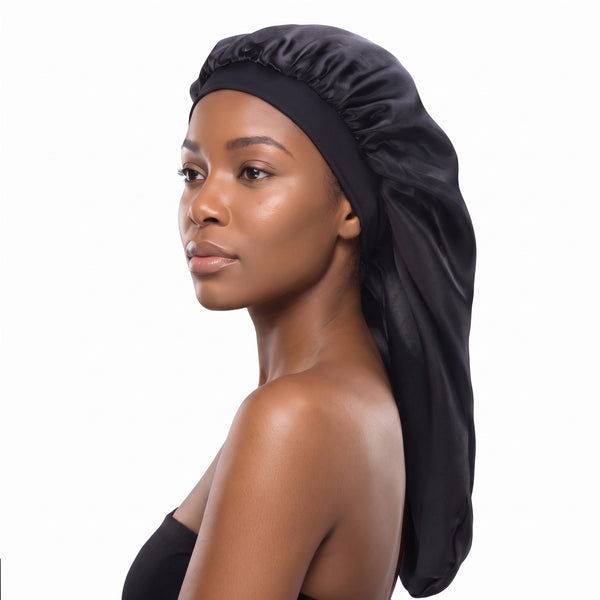 Gorro de satén para Rastas / Trenzas / Rasta - Black Dreadsock / Gorro de noche de satén / Gorro de pelo