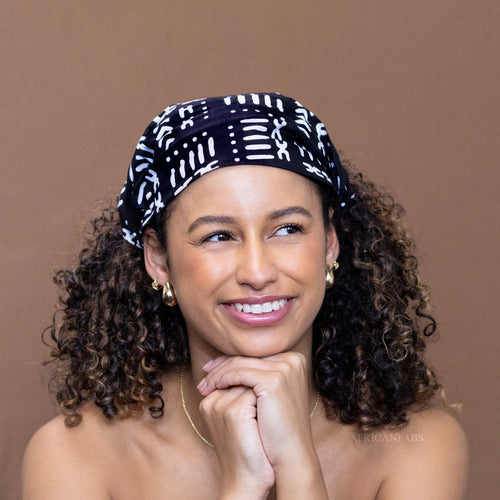 Diadema estampado africano - Unisex Adultos - Accesorios para el cabello - Bogolan negro/blanco