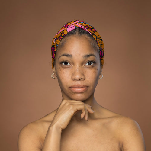 Diadema con estampado africano - Adultos - Accesorios para el cabello - Mostaza Rosa Botanical Flow