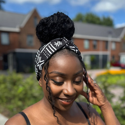 Diadema con estampado africano - Adultos - Accesorios para el cabello - Negro Blanco X Bogolan