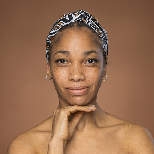 Diadema con estampado africano - Adultos - Accesorios para el cabello - Marrón Beige Bogolan Symbols