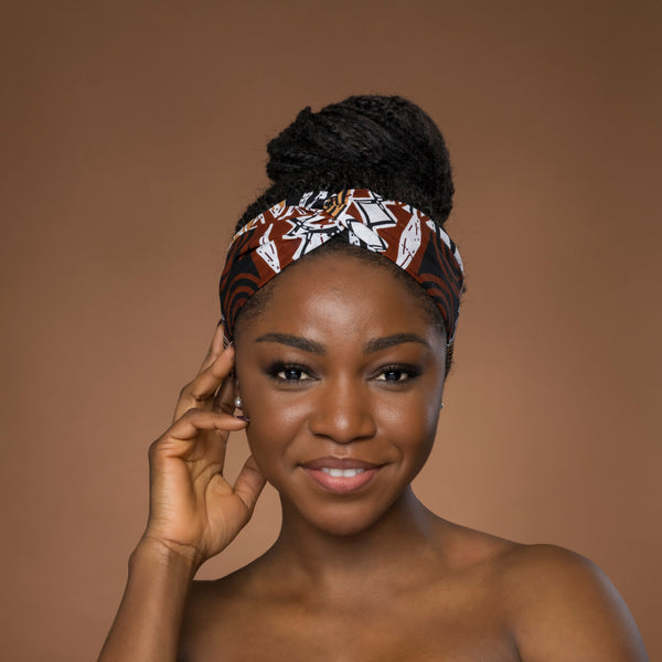Diadema con estampado africano - Adultos - Accesorios para el cabello - Marrón Bogolan Mosaic