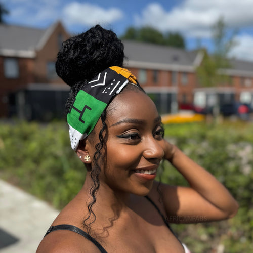 Diadema con estampado africano - Adultos - Accesorios para el cabello - Verde Bogolan Symbols