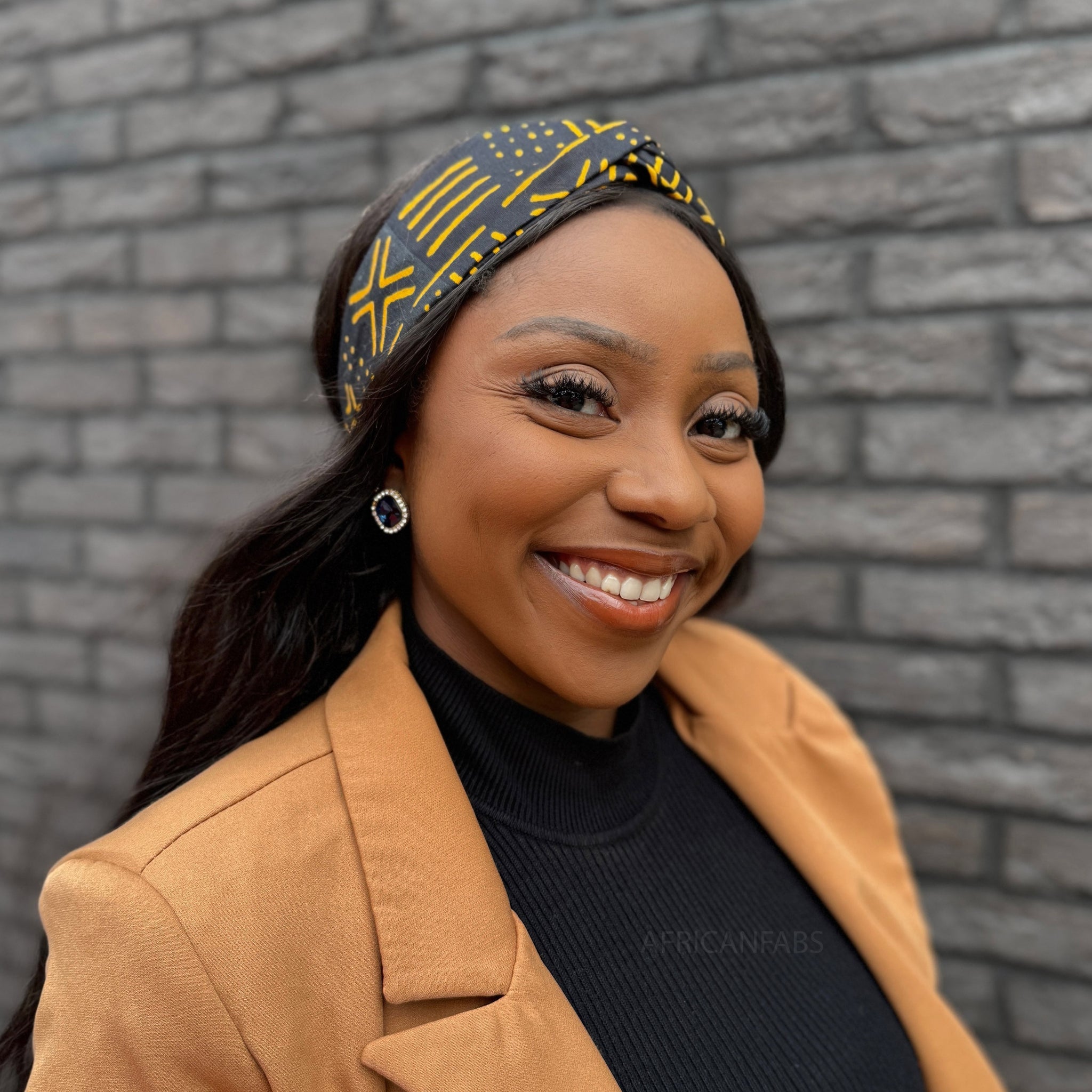 Diadema Estampado Africano - Adultos - Accesorios Pelo - Negro / Amarillo BOGOLAN